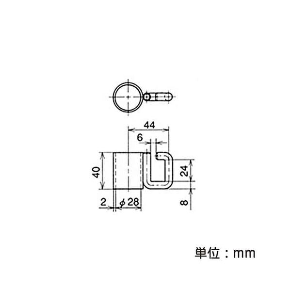 イレクター　Φ28　かぎ金具A　EF-1014Aの寸法図