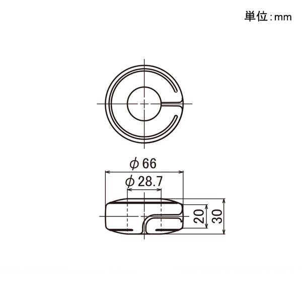 イレクター　Φ28　HUGバンパー　EF-1026の寸法図
