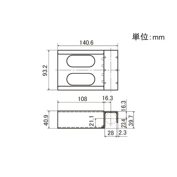 イレクター　Φ28　プラコン受け金具　ワイド　EF-2065Cの寸法図