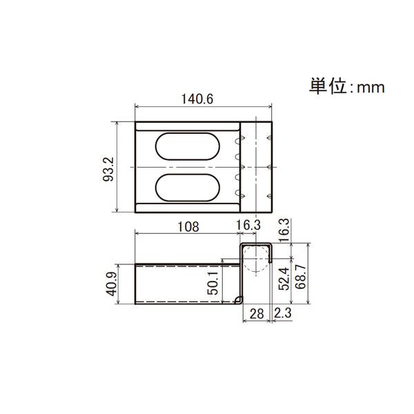 イレクター　Φ28　プラコン受け金具　ワイド　EF-2065DWの寸法図