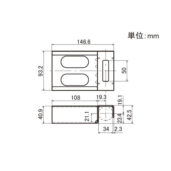 イレクター　Φ32　プラコン受け金具　ワイド　EF-2066Cの寸法図