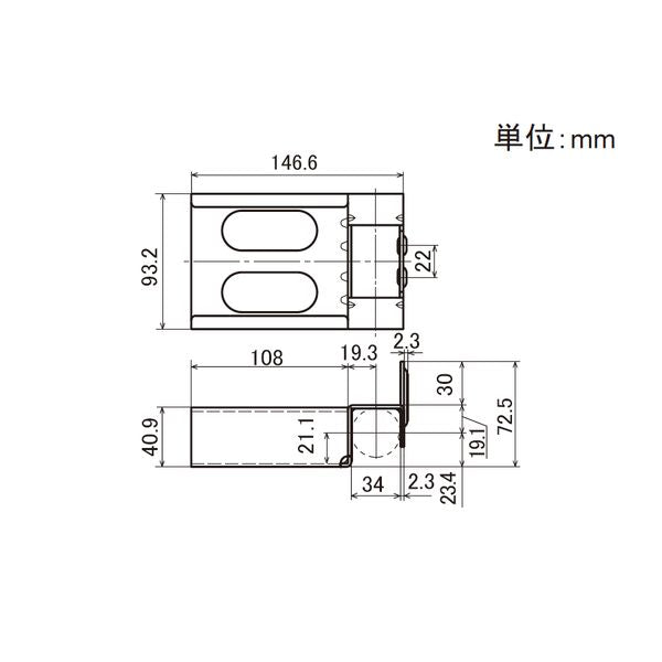 イレクター　Φ32　プラコン受け金具　ワイド　EF-2066Dの寸法図