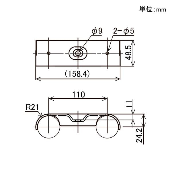 イレクター　Φ42　キャスター取付け金具　EL-1000Dの寸法図