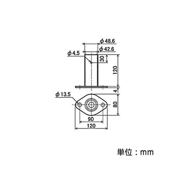 イレクター　Φ42　パイプスタンド　EL-1206SAの寸法図