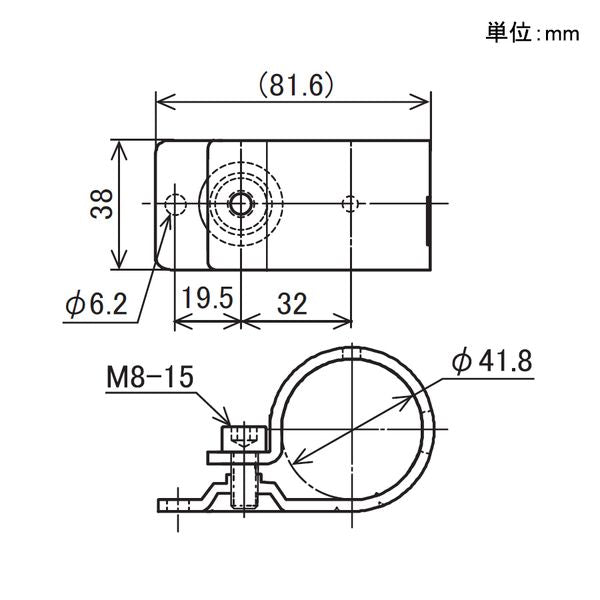 イレクター　Φ42　フラットサドル　EL-4018の寸法図