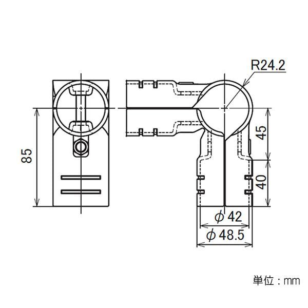 イレクター　Φ42　メタルジョイント　LJ-2Aの寸法図