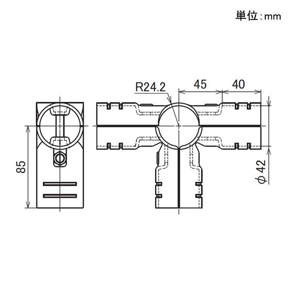 イレクター　Φ42　メタルジョイント　LJ-3Aの寸法図