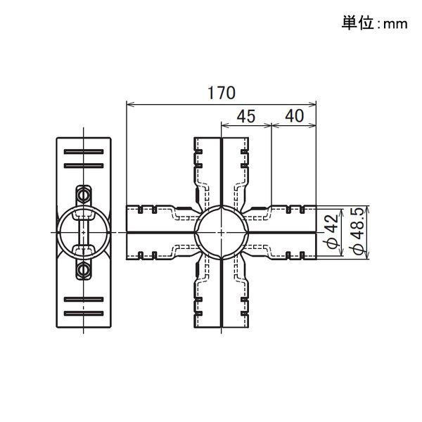 イレクター　Φ42　メタルジョイント　LJ-5Aの寸法図