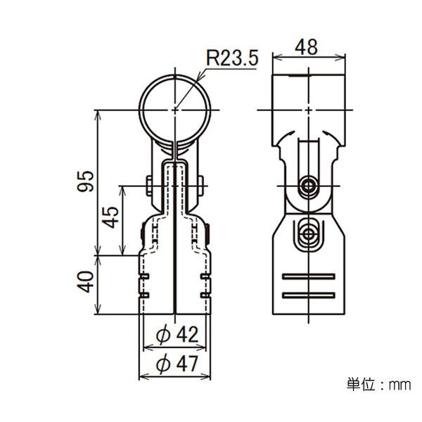 イレクター　Φ42　メタルジョイント　LJ-7Aの寸法図